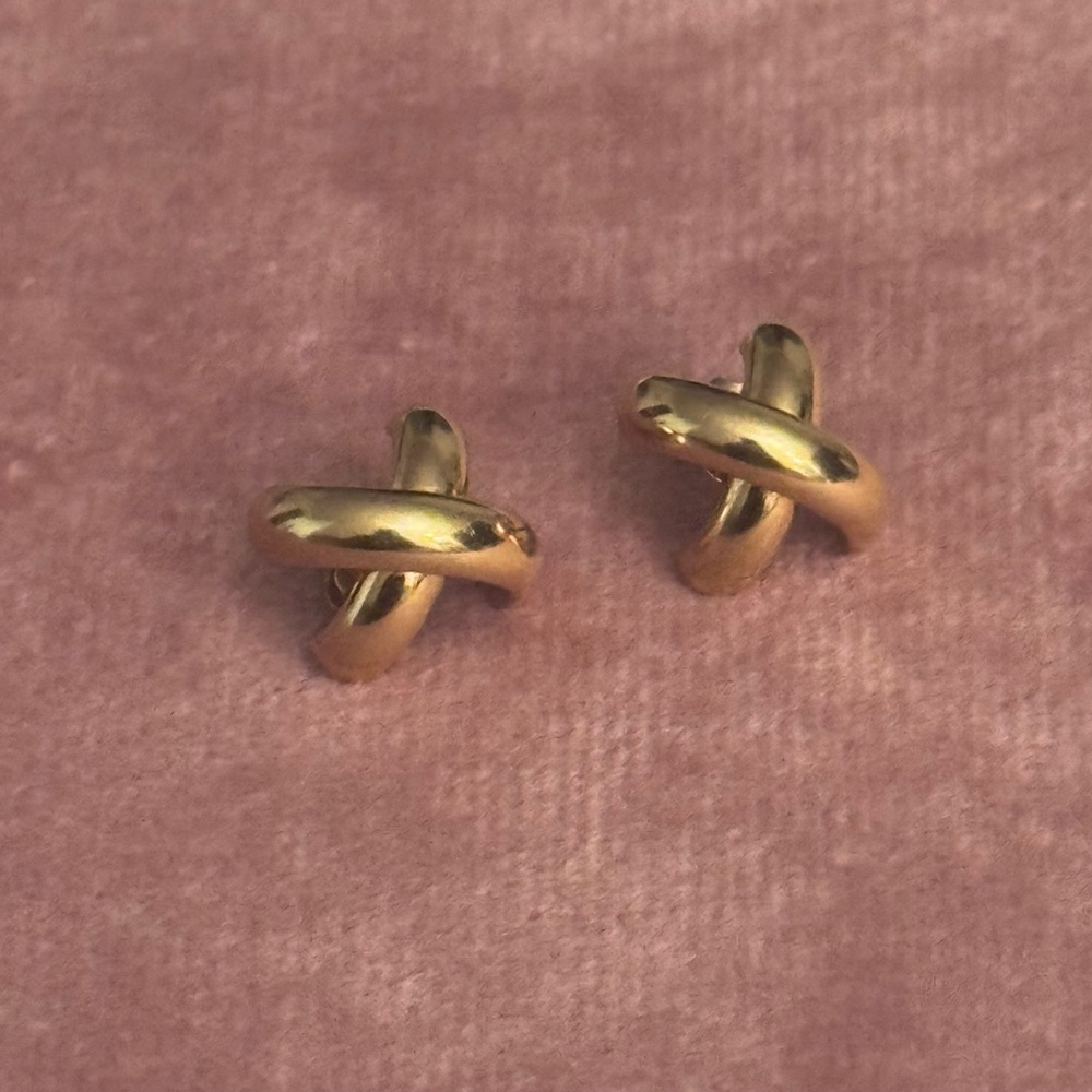 14k Yellow Gold X Chunky Stud Earring